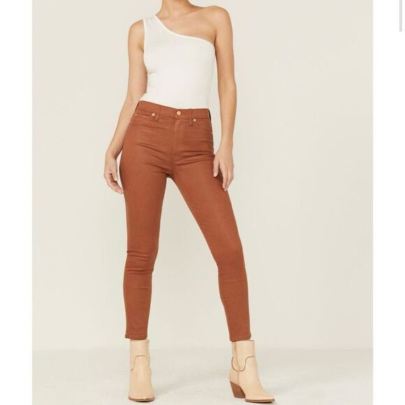 7 For All Mankind Coated Faux Leather Skinny Jeans 31 - Picture 1 of 8